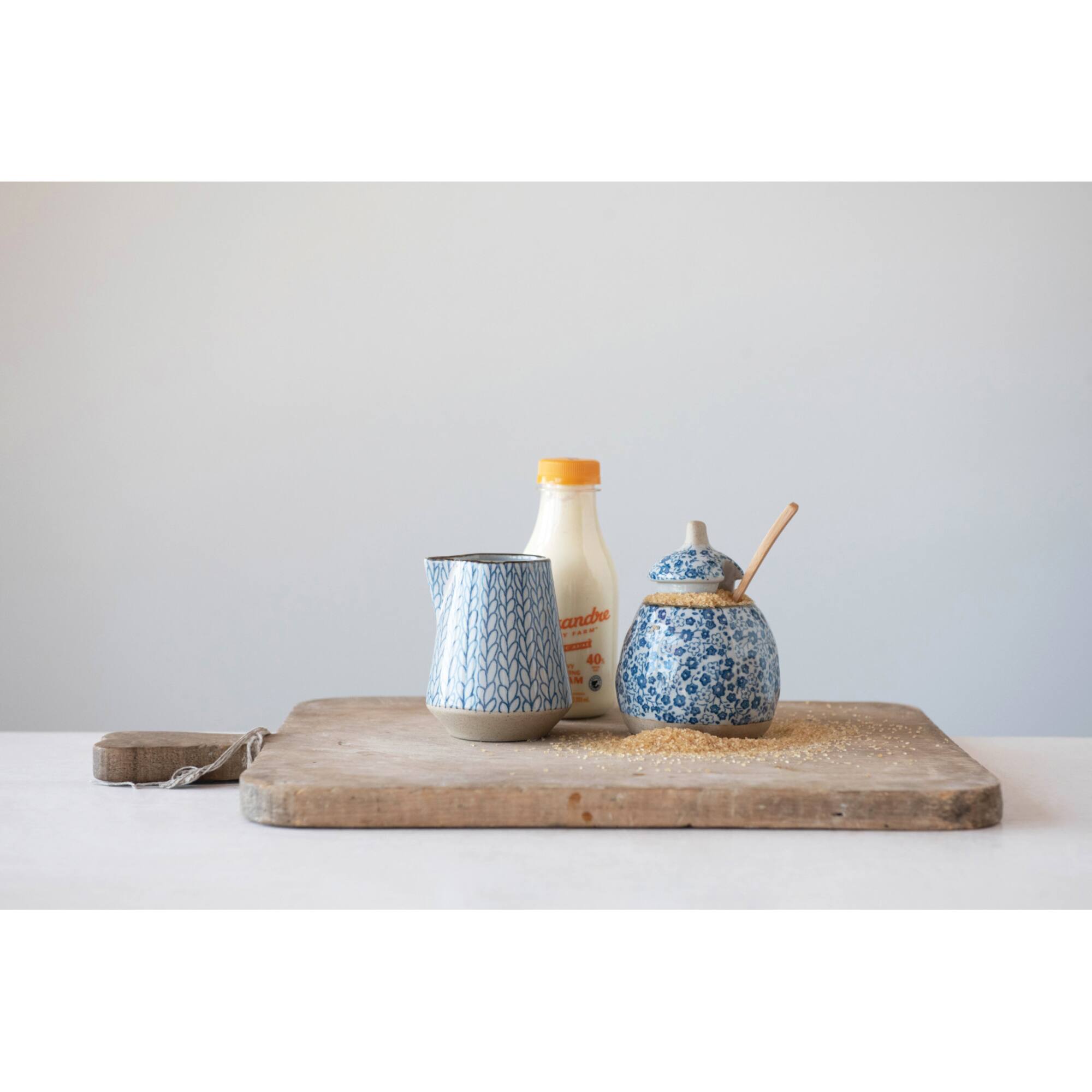 Hello Honey® Blue Floral Hand-Painted Sugar & Creamer Stoneware Set